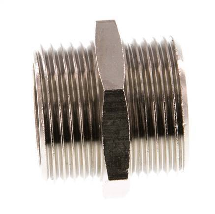 G 3/4'' Messing vernickelt Doppelnippel 16 bar