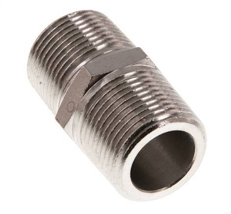 3/4'' NPT x R 3/4'' Messing vernickelt Doppelnippel 60 bar