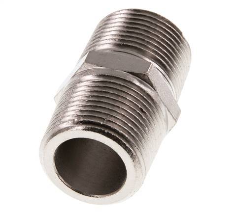 3/4'' NPT x R 3/4'' Messing vernickelt Doppelnippel 60 bar