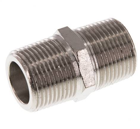 3/4'' NPT x R 3/4'' Messing vernickelt Doppelnippel 60 bar