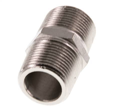 3/4'' NPT x R 3/4'' Messing vernickelt Doppelnippel 60 bar