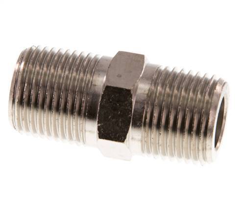 3/8'' NPT x R 3/8'' Messing vernickelt Doppelnippel 60 bar