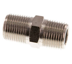 3/8'' NPT x R 3/8'' Messing vernickelt Doppelnippel 60 bar