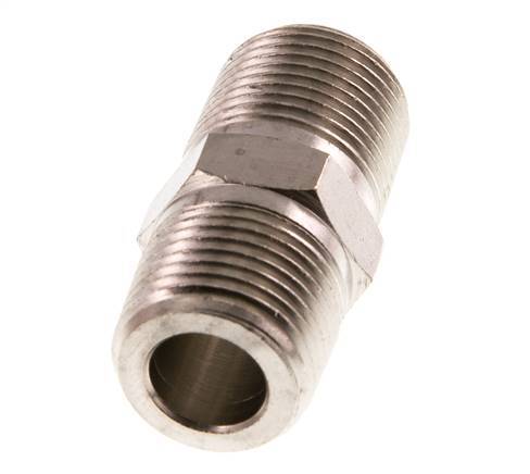 3/8'' NPT x R 3/8'' Messing vernickelt Doppelnippel 60 bar