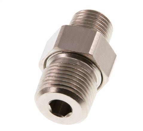 R 3/8'' x R 1/4'' Nickel plated Brass Double Nipple 3-pieces with Conically sealing 16 Bar [2 Pieces]