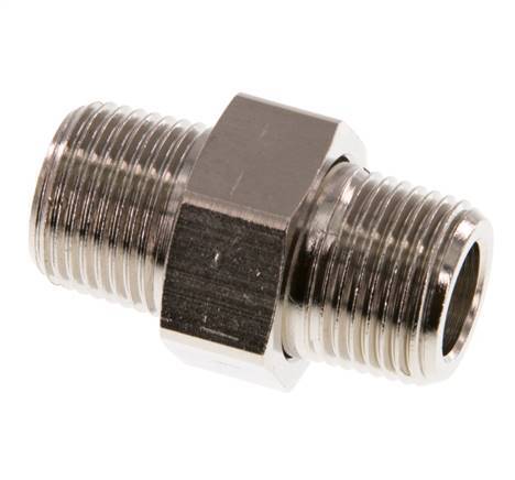 R 3/8'' Nickel plated Brass Double Nipple 3-pieces with Conically sealing 16 Bar [2 Pieces]
