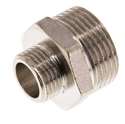 G 1'' x G 1/2'' Vernickeltes Messing Doppelnippel 16 bar