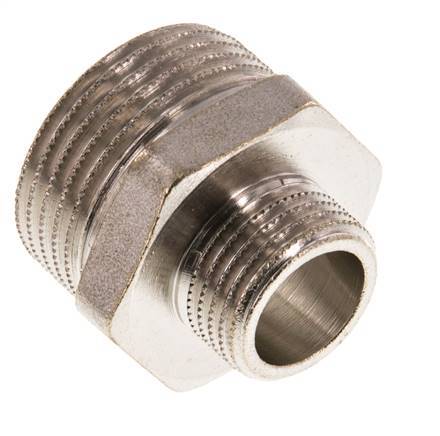 G 1'' x G 1/2'' Vernickeltes Messing Doppelnippel 16 bar