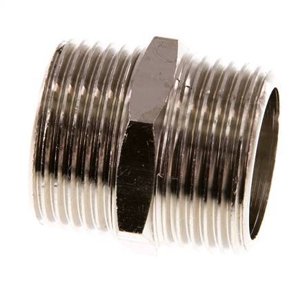 R 1'' Nickel plated Brass Double Nipple 16 Bar