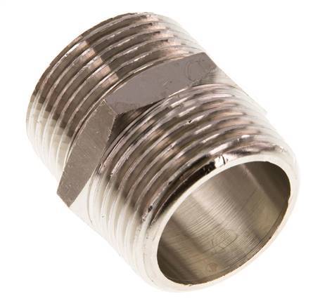 R 1'' Nickel plated Brass Double Nipple 16 Bar