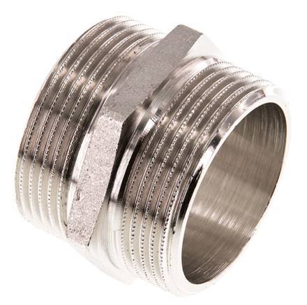 G 1 1/2'' Messing vernickelt Doppelnippel 16 bar