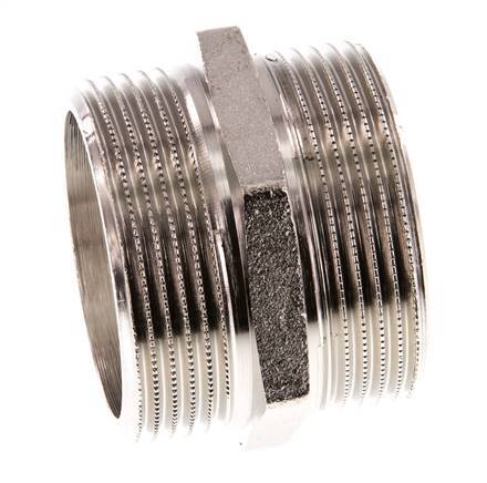 G 1 1/2'' Messing vernickelt Doppelnippel 16 bar