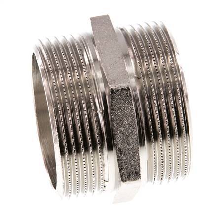 G 1 1/2'' Messing vernickelt Doppelnippel 16 bar