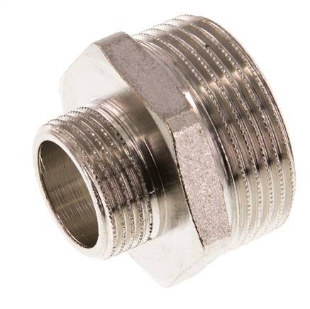 G 1 1/4'' x G 3/4'' Vernickeltes Messing Doppelnippel 16 bar