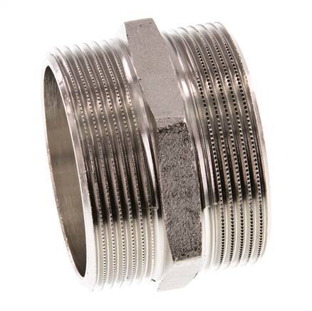 G 2'' Messing vernickelt Doppelnippel 16 bar