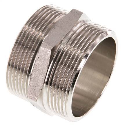 G 2'' Messing vernickelt Doppelnippel 16 bar