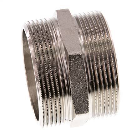 G 2'' Messing vernickelt Doppelnippel 16 bar