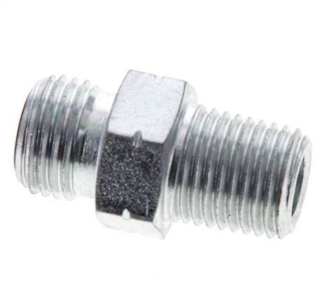 UNF 9/16''-18 x 1/4'' NPT Verzinkter Stahl Doppelnippel ORFS 630 Bar - Hydraulisch