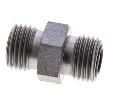 UNF 9/16''-18 Verzinkter Stahl Doppelnippel ORFS 630 Bar - Hydraulisch [2 Stück]