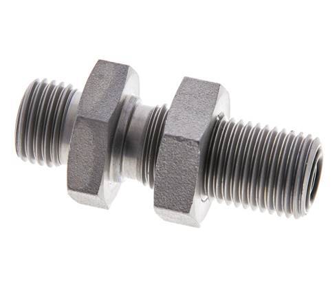 UNF 9/16''-18 Außengewinde Verzinkter Stahl Schottverschraubung ORFS 630 Bar - Hydraulisch