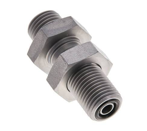 UNF 9/16''-18 Male Zinc plated Steel Bulkhead Fitting ORFS 630 Bar - Hydraulic