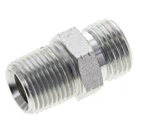 UN 11/16''-16 x 3/8'' NPT Verzinkter Stahl Doppelnippel ORFS 630 Bar - Hydraulisch