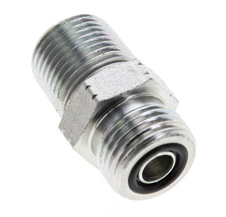 UN 11/16''-16 x 3/8'' NPT Verzinkter Stahl Doppelnippel ORFS 630 Bar - Hydraulisch