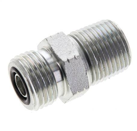 UN 11/16''-16 x 3/8'' NPT Verzinkter Stahl Doppelnippel ORFS 630 Bar - Hydraulisch