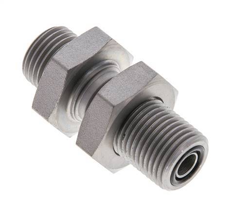 UN 11/16''-16 Außengewinde aus verzinktem Stahl Schottverschraubung ORFS 630 Bar - Hydraulisch