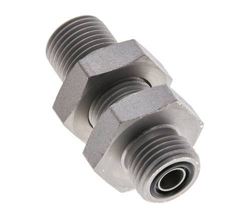 UN 11/16''-16 Außengewinde aus verzinktem Stahl Schottverschraubung ORFS 630 Bar - Hydraulisch
