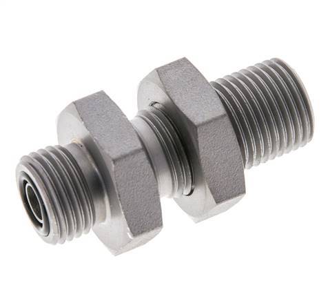 UN 11/16''-16 Außengewinde aus verzinktem Stahl Schottverschraubung ORFS 630 Bar - Hydraulisch