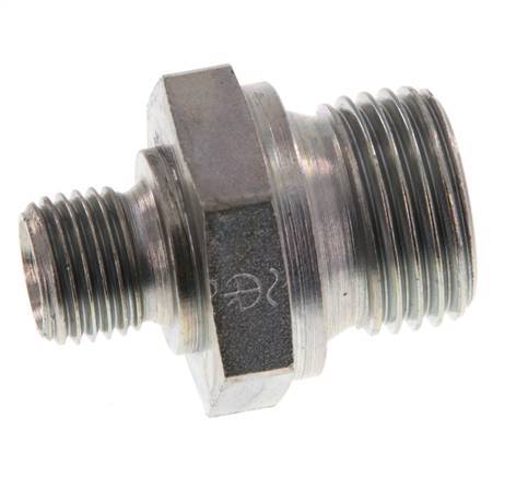 G 1/2'' x G 1/4'' Zinc plated Steel Double Nipple 400 Bar - Hydraulic [2 Pieces]