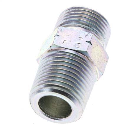 UN 13/16''-16 x 1/2'' NPT Verzinkter Stahl Doppelnippel ORFS 630 Bar - Hydraulisch