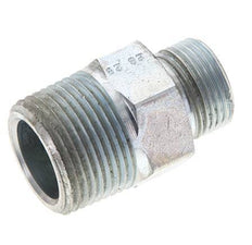 UN 13/16''-16 x 3/4'' NPT Zinc plated Steel Double Nipple ORFS 400 Bar - Hydraulic