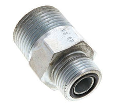 UN 13/16''-16 x 3/4'' NPT Zinc plated Steel Double Nipple ORFS 400 Bar - Hydraulic