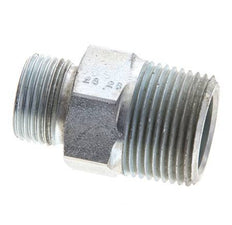 UN 13/16''-16 x 3/4'' NPT Zinc plated Steel Double Nipple ORFS 400 Bar - Hydraulic