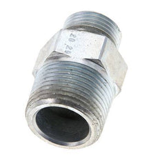 UN 13/16''-16 x 3/4'' NPT Zinc plated Steel Double Nipple ORFS 400 Bar - Hydraulic