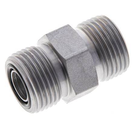 UN 13/16''-16 Verzinkter Stahl Doppelnippel ORFS 630 Bar - Hydraulisch