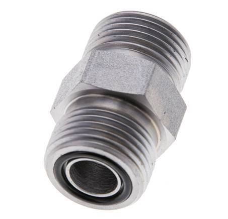 UN 13/16''-16 Verzinkter Stahl Doppelnippel ORFS 630 Bar - Hydraulisch