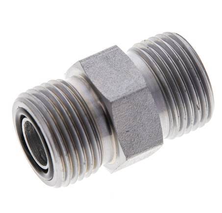 UN 13/16''-16 Verzinkter Stahl Doppelnippel ORFS 630 Bar - Hydraulisch