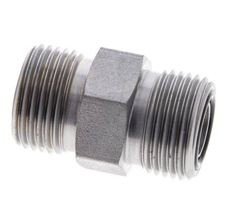 UN 13/16''-16 Verzinkter Stahl Doppelnippel ORFS 630 Bar - Hydraulisch