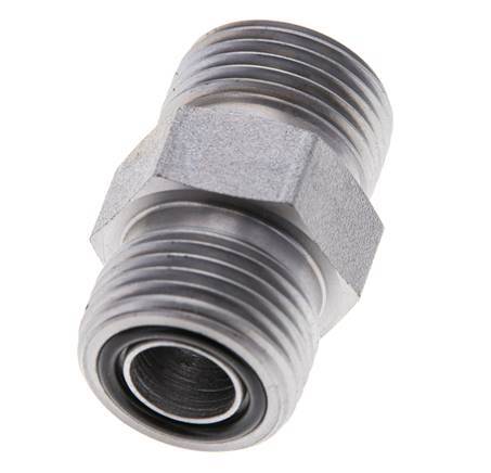 UN 13/16''-16 Verzinkter Stahl Doppelnippel ORFS 630 Bar - Hydraulisch