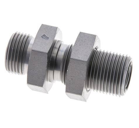 UN 13/16''-16 Außengewinde aus verzinktem Stahl Schottverschraubung ORFS 630 Bar - Hydraulisch