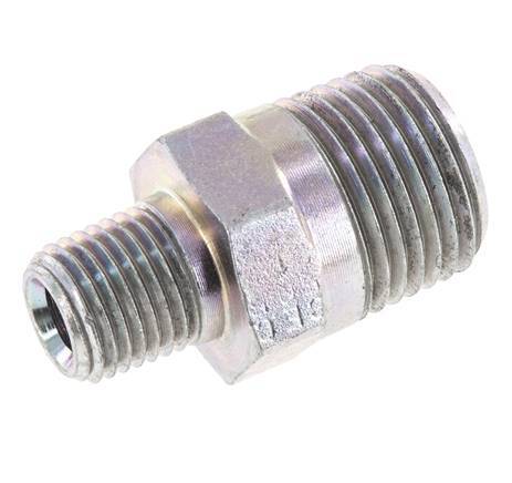1/4'' NPT x 1/2'' NPT Zinc plated Steel Double Nipple 210 Bar - Hydraulic