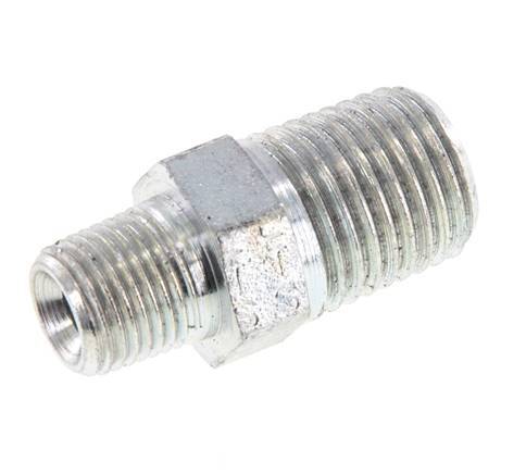 1/8'' NPT x 1/4'' NPT Verzinkter Stahl Doppelnippel 375 Bar - Hydraulisch [2 Stück]