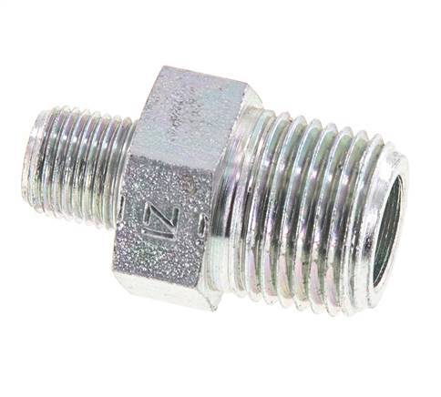 1/8'' NPT x 3/8'' NPT Zinc plated Steel Double Nipple 210 Bar - Hydraulic