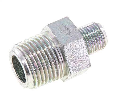 1/8'' NPT x 3/8'' NPT Zinc plated Steel Double Nipple 210 Bar - Hydraulic