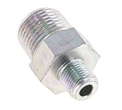 1/8'' NPT x 3/8'' NPT Zinc plated Steel Double Nipple 210 Bar - Hydraulic