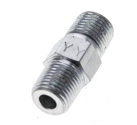1/8'' NPT Verzinkter Stahl Doppelnippel 345 Bar - Hydraulisch [2 Stück]