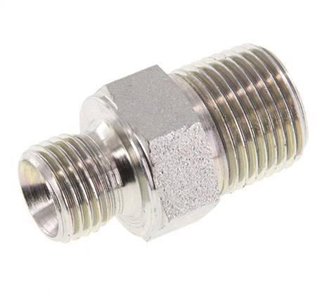 3/8'' NPT x G 1/4'' Verzinkter Stahl Doppelnippel 3-teilig 700 Bar - Hydraulisch